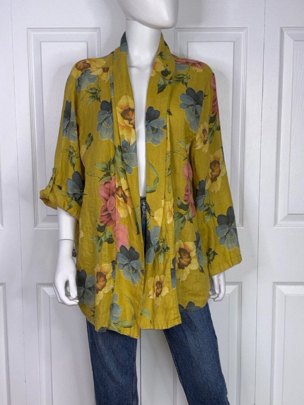BELLAMBIA women's  floral linen cardigan 2X